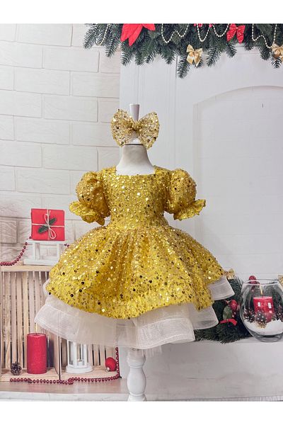 Nissa Yellow Stone Girl's Dress Evening Dress