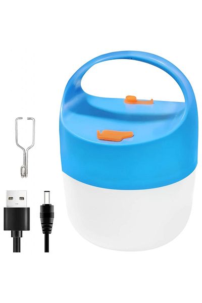 OEM Ceboic battery-powered camping lantern, 20 x 10.5 cm, with USB port, plastic, blue, white