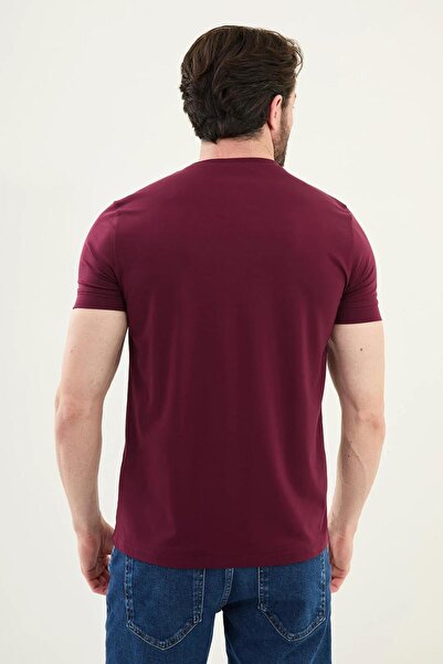 Mcr Plain Slim Fit Crew Neck Basic Men's T-Shirt Claret Red - 36863.25Y
