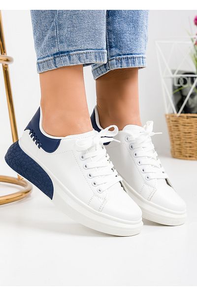 starlike Women's casual shoes white with navy blue A159