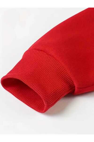 caddekombin Κόκκινο φούτερ με κουκούλα με στάμπα Gamer με τσέπη από βαμβάκι