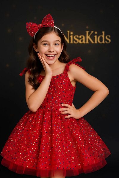 Nissa Red Stone Embroidery Girl's Dress Evening Dress