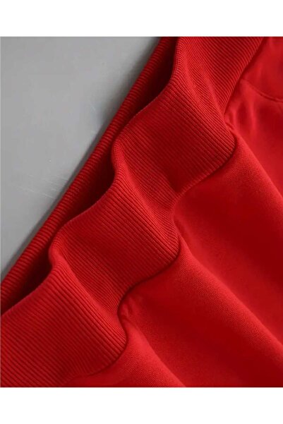 caddekombin Hanorac roșu din bumbac cu glugă imprimat cu fotografii, cu buzunar