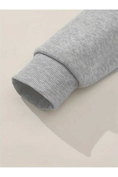 caddekombin Hanorac gri din bumbac cu buzunar și imprimeu prin spate prințesă a groază