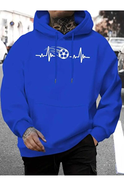 caddekombin Hanorac cu glugă imprimat Soccer Rythm, cu buzunar, cu interior din lână, Saks