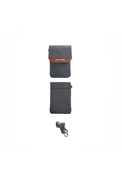 Lenyes Lb546 Rambler Series Polyester Fabric Waterproof Mobile Accessory Bag Gray