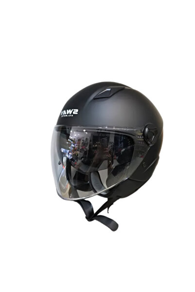 Sway SW-765 MAT SİYAH AÇIK KASK (GÜNEŞ VİZÖRLÜ)