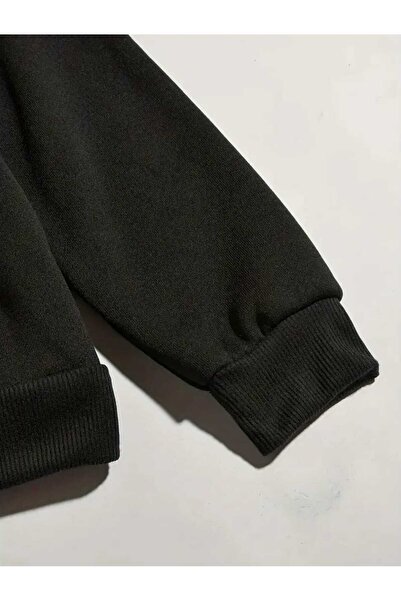 caddekombin Hip Hop Efsaneleri Baskılı Kapüşonlu Cepli İçi Yünlü Siyah Sweatshirt