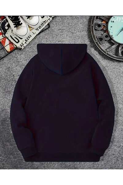 caddekombin Φούτερ με κουκούλα με στάμπα θεραπείας βιβλίου, με τσέπη και εσωτερικό μάλλινο επένδυση, σε μπλε ναυτικό χρώμα