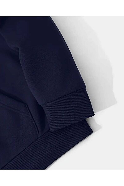 caddekombin Φούτερ με κουκούλα με στάμπα θεραπείας βιβλίου, με τσέπη και εσωτερικό μάλλινο επένδυση, σε μπλε ναυτικό χρώμα