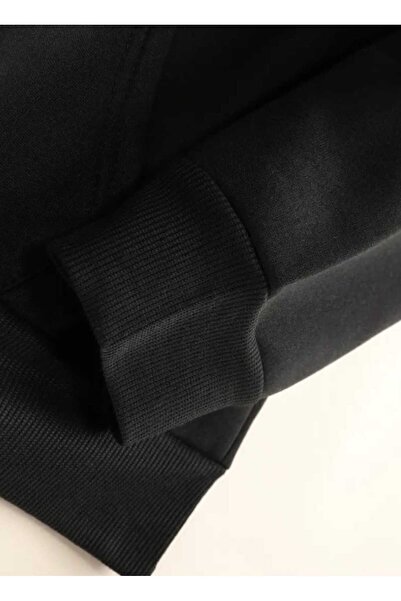 caddekombin Blauer Usa Printed Hooded Pocket Cotton Black Sweatshirt