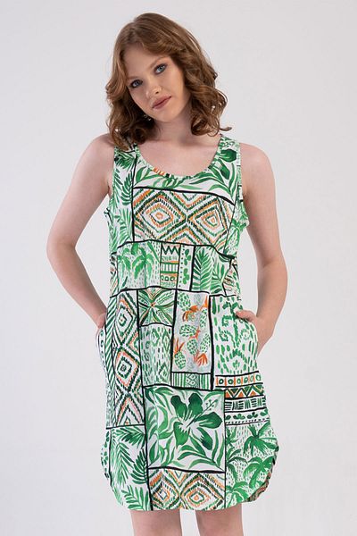 VİENETTA Cotton Women's Wide Strap Drawstring Nightdress, 409236