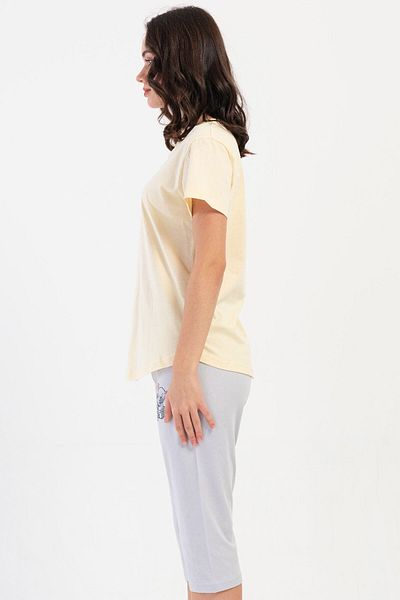 VİENETTA Cotton Women's Short Sleeve Capri Pajama Set, 408406