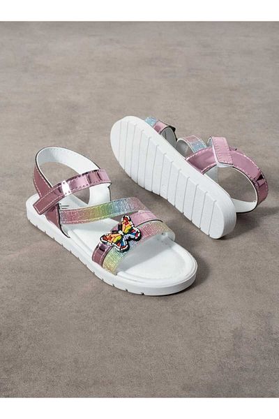 WEBORN Children's White Daily Single Velcro Butterfly Detailed Lightweight Sandals Comfortable Sole Pool Daily Slippers