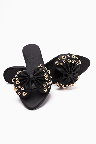 Limoya Γυναικείες παντόφλες Dotty Black Kabara Studded Bow