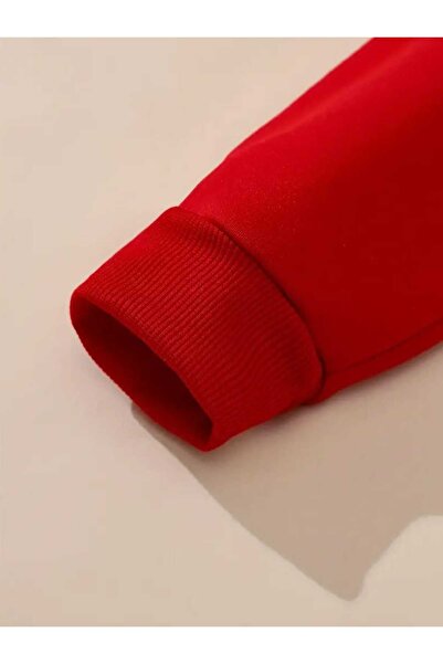 caddekombin Hanorac roșu din bumbac cu glugă și buzunar cu imprimeu prin spate prințesă a groază