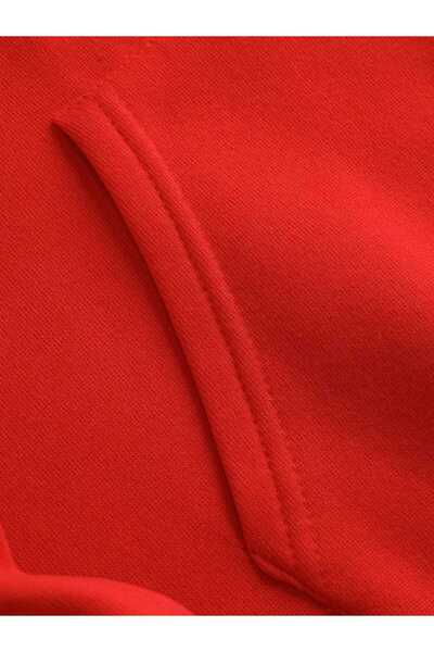 caddekombin Blauer USA Βαμβακερό κόκκινο φούτερ με κουκούλα και τσέπη