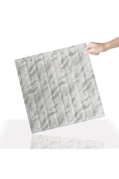 TİNK 3 Boyutlu Duvar Paneli Kabartmalı Lambiri Desen Pvc 41x41 cm/ 6 Adet /1 ...