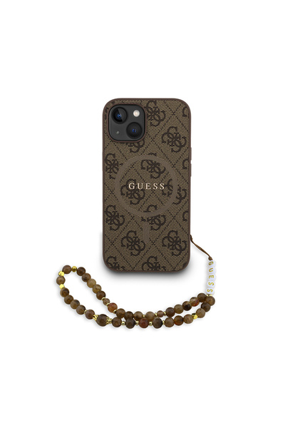 Guess iPhone 14 Uyumlu Kılıf Lisanslı M-safe Uyumlu Bilek Askı İpli Yazı Logo...