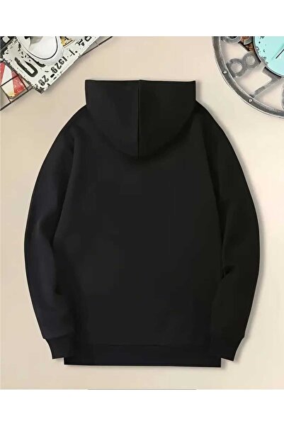 caddekombin Μαύρο φούτερ με κουκούλα με στάμπα θεραπείας βιβλίων, με τσέπη και εσωτερικό μάλλινο επένδυση