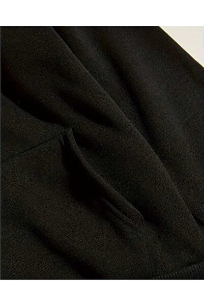 caddekombin Φούτερ με στάμπα ηλίανθου με κουκούλα, μαύρο με μάλλινη επένδυση εσωτερικά