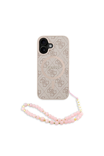 Guess iPhone 16 Uyumlu Kılıf Lisanslı M-safe Uyumlu Bilek Askı İpli Yazı Logo...