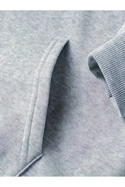 caddekombin Μάλλινο γκρι φούτερ με μια τσέπη με κουκούλα