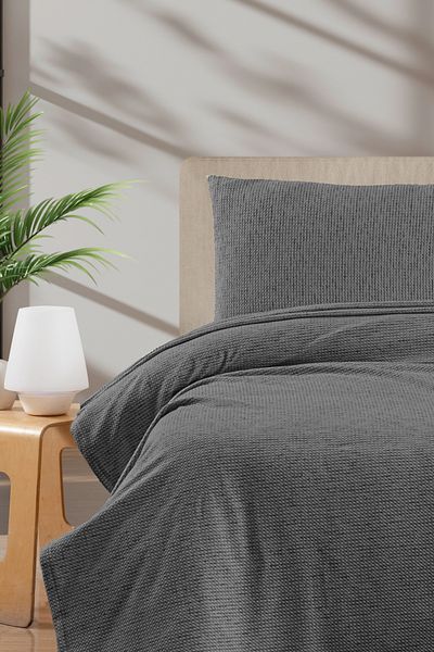 Noctiluca Crushed Textured 100% Cotton Pique Bedspread |   Breathable Sweatproof Summer Cover 160X230Cm