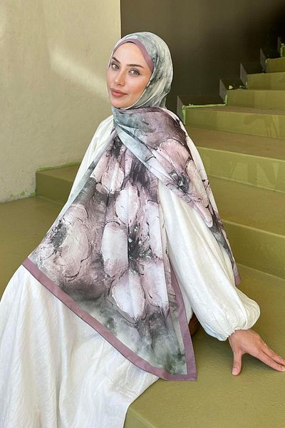 lamelif Bohemian Flower Pattern Soft Shawl Rose