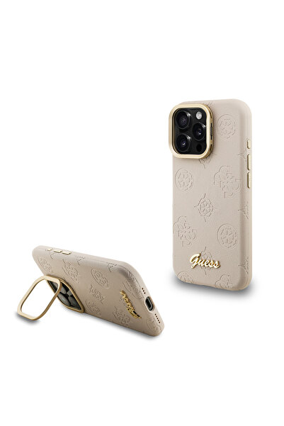 Guess iPhone 15 Pro Uyumlu Kılıf Lisanslı M-safe Şarj Özellikli Kamera Standl...