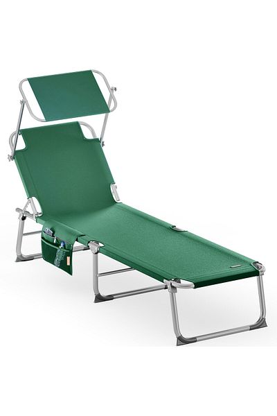 Casaria Folding sun lounger with parasol Ibiza, Casaria, 190 x 60 x 30 cm, Adjustable backrest