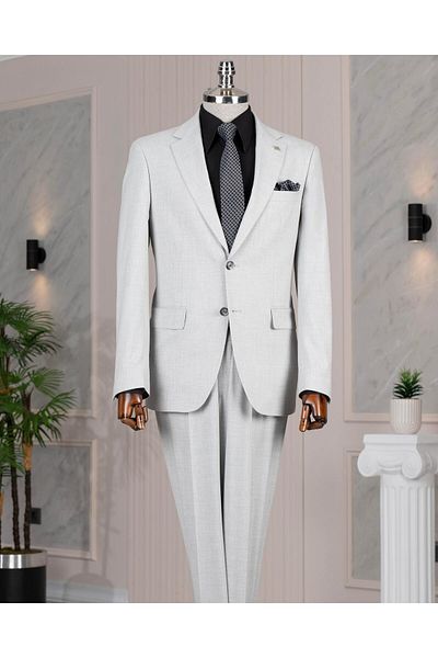TerziAdemAltun Regular Fit 6 Drop Jacket Pants Suit Gray T14395