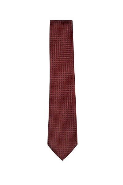 1001 Kravat Classic Burgundy Tie with Red Square Pattern 8 cm Wide