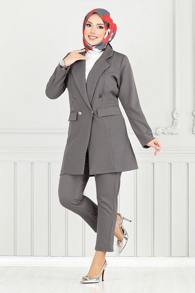 ModaMerve Blazer Jacket Suit 3803Mp930-M Dark Grey