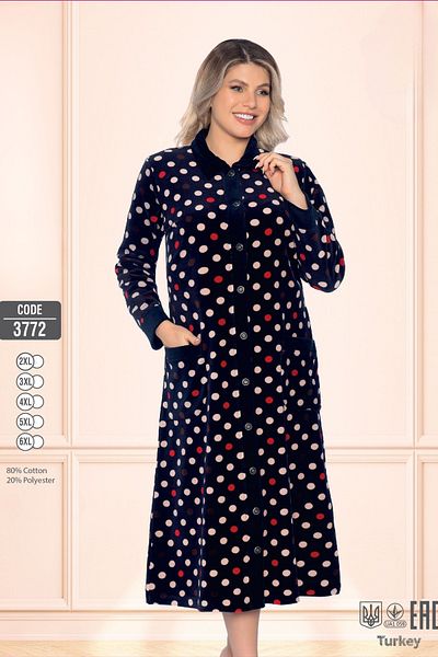ROMEO LİFE Women's Plus Size Cotton Blend Velvet Button Dress 3772