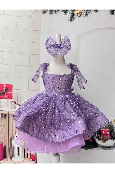 Nissa Lilac Strap Girl's Evening Dress