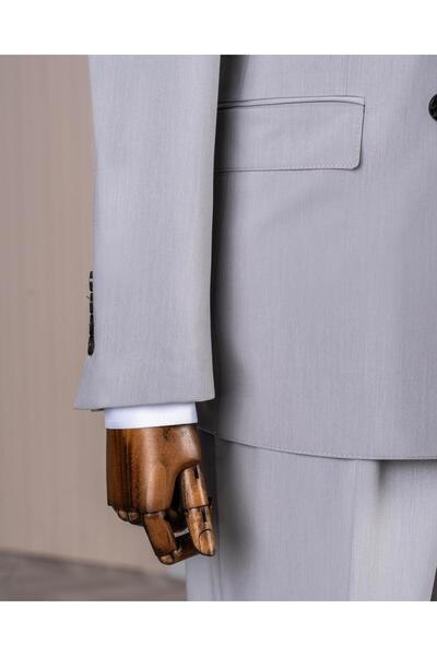 TerziAdemAltun İtalyan stil kruvaze ceket pantolon takım elbise gri T14193