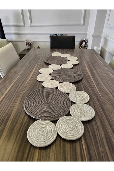 Naspar Light & Dark Mink Handmade Runner – 150×47 cm Table, Console and Coffee Table Cover