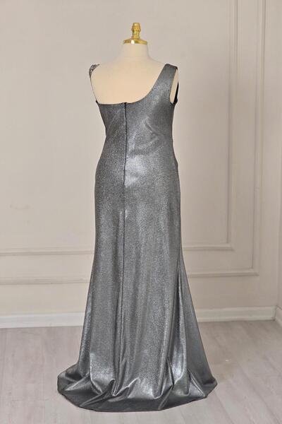 Yonca Moda Evi Gümüş Parlak Taşlı Abiye 3010