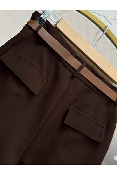 BENAHOLL Παντελόνι με ζώνη καρότο με πίσω κάλυμμα Melita-MT5018 Καφέ