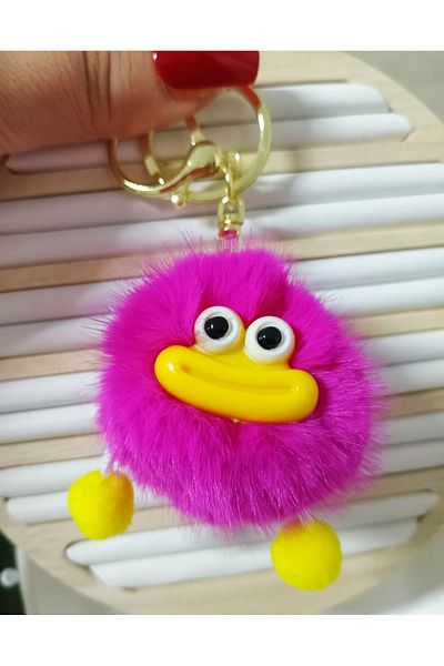 mos&more Sausage Mouth Pompom Bag Ornament Accessory Keychain, Car Ornament, Bag Charm