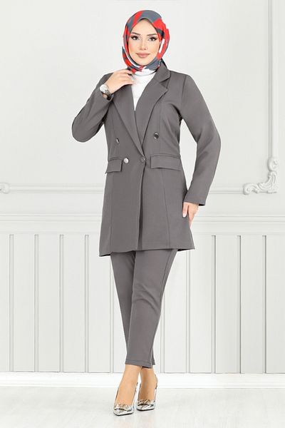 ModaMerve Blazer Jacket Suit 3803Mp930-M Dark Grey