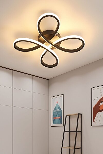 Sanctum Salda Modern Siyah Plafonyer Ultra Power Beyaz Ledli Avize - Çap 40 cm
