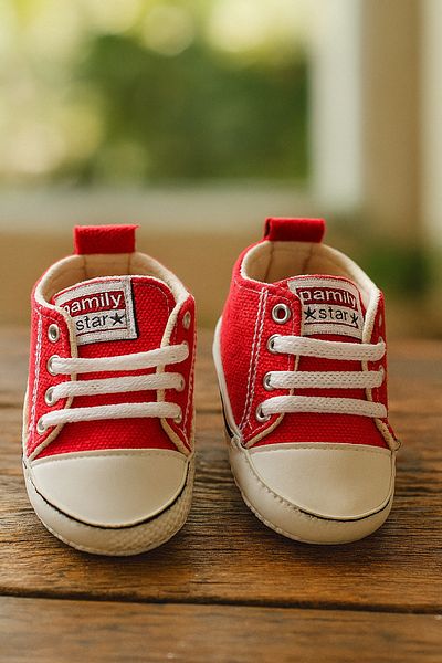 mini mia Cotton Canvas First Step Baby Shoes - Lace-Up, Unisex, Comfortable Sole