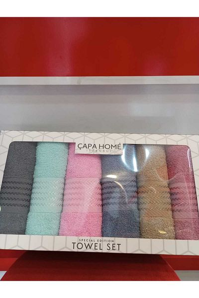 Çapa Home Set of 6 Premium Quality Cotton Daily Gift Hand Face Towel 50X90
