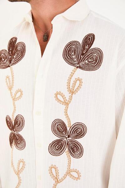 Rocqerx R-6093 Вишивка Детальна Сорочка з довгими рукавами