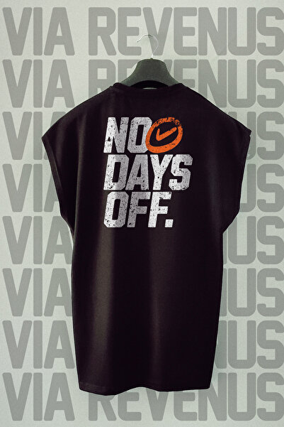 Vordevia Tricou sport cu mâneci zero cu decolteu cu imprimeu pe spate No Days...