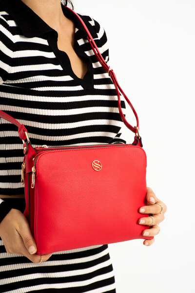 Sanmorris 1329 Women's 4 Compartment Faux Leather Adjustable Crossbody Bag