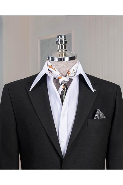 TerziAdemAltun Italian Style Slim Fit Mono Lapel Jacket Pants Suit Black T14470