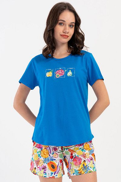 VİENETTA Cotton Women's Short Sleeve Shorts Pajamas Set, 408195